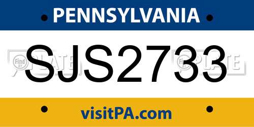 SJS2733 Pennsylvania License Plate