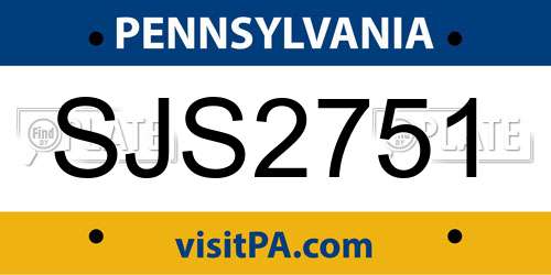 SJS2751 Pennsylvania License Plate
