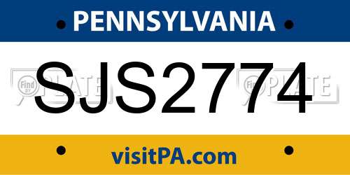 SJS2774 Pennsylvania License Plate