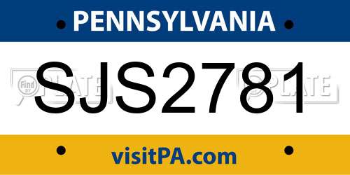 SJS2781 Pennsylvania License Plate
