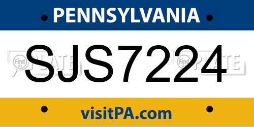 SJS7224 Pennsylvania License Plate