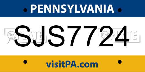 SJS7724 Pennsylvania License Plate