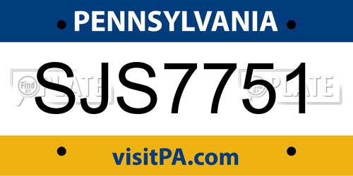 SJS7751 Pennsylvania License Plate