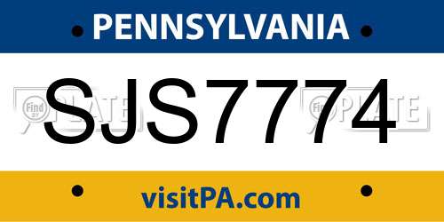 SJS7774 Pennsylvania License Plate