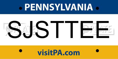 SJSTTEE Pennsylvania License Plate