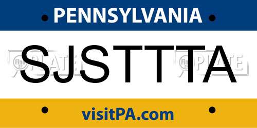 SJSTTTA Pennsylvania License Plate