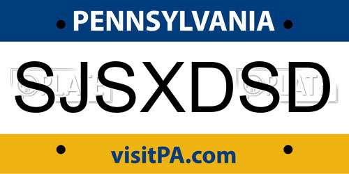 SJSXDSD Pennsylvania License Plate
