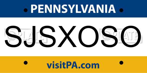 SJSXOSO Pennsylvania License Plate