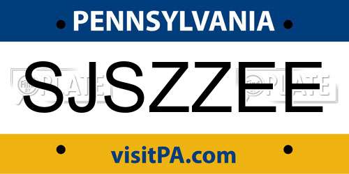 SJSZZEE Pennsylvania License Plate