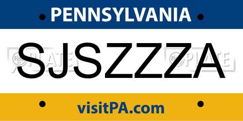 SJSZZZA Pennsylvania License Plate