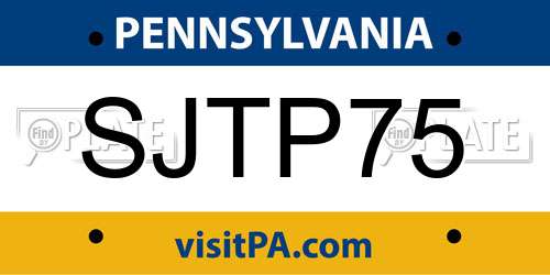 SJTP75 Pennsylvania License Plate