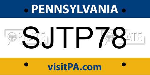 SJTP78 Pennsylvania License Plate
