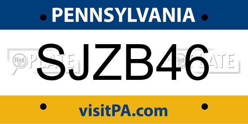 SJZB46 Pennsylvania License Plate