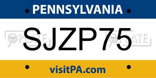 SJZP75 Pennsylvania License Plate