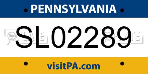 SL02289 Pennsylvania License Plate