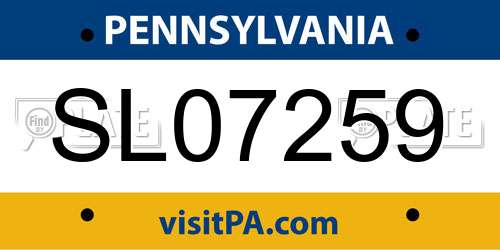 SL07259 Pennsylvania License Plate