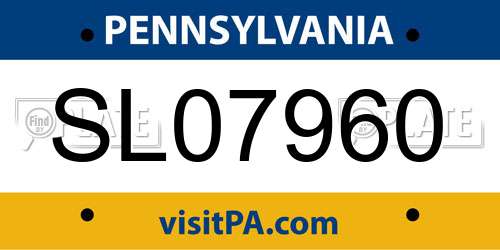SL07960 Pennsylvania License Plate