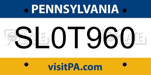 SL0T960 Pennsylvania License Plate