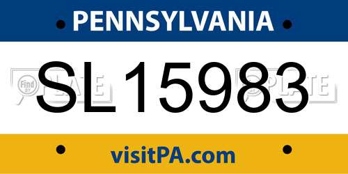 SL15983 Pennsylvania License Plate