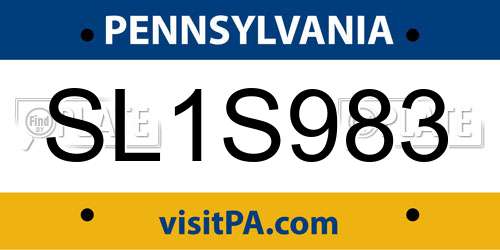SL1S983 Pennsylvania License Plate