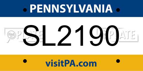 SL2190 Pennsylvania License Plate