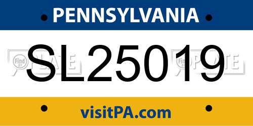 SL25019 Pennsylvania License Plate