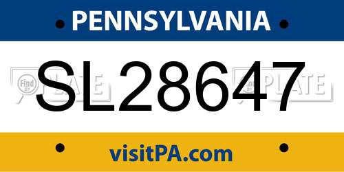 SL28647 Pennsylvania License Plate