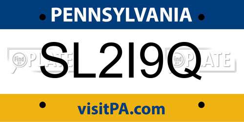 SL2I9Q Pennsylvania License Plate