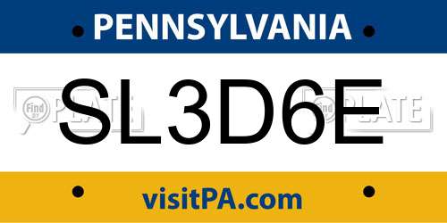 SL3D6E Pennsylvania License Plate