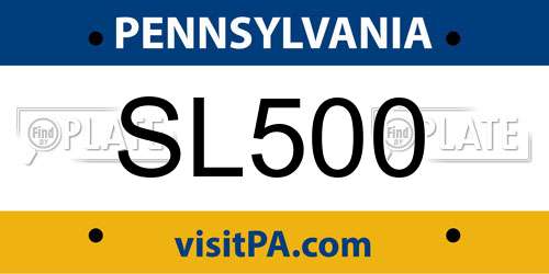 SL500 Pennsylvania License Plate