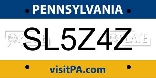 SL5Z4Z Pennsylvania License Plate