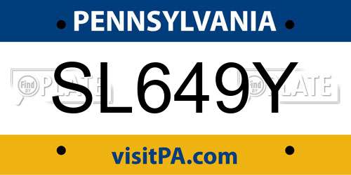 SL649Y Pennsylvania License Plate
