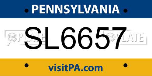 SL6657 Pennsylvania License Plate
