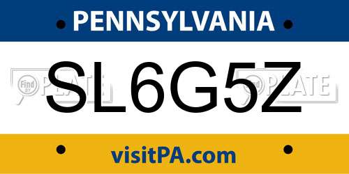 SL6G5Z Pennsylvania License Plate