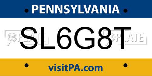 SL6G8T Pennsylvania License Plate