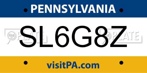 SL6G8Z Pennsylvania License Plate