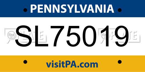 SL75019 Pennsylvania License Plate