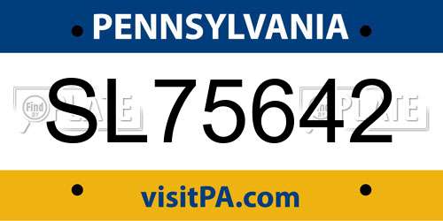 SL75642 Pennsylvania License Plate