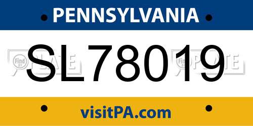 SL78019 Pennsylvania License Plate