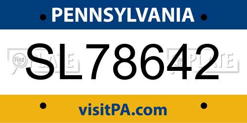 SL78642 Pennsylvania License Plate