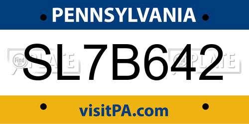 SL7B642 Pennsylvania License Plate