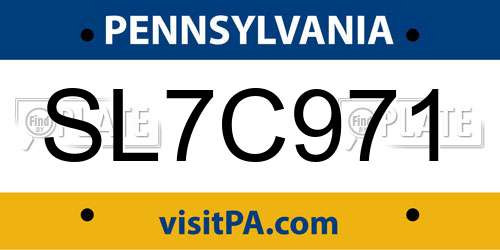 SL7C971 Pennsylvania License Plate