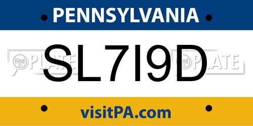 SL7I9D Pennsylvania License Plate