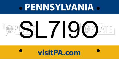 SL7I9O Pennsylvania License Plate