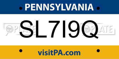 SL7I9Q Pennsylvania License Plate