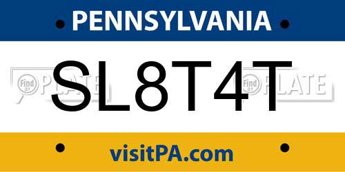 SL8T4T Pennsylvania License Plate