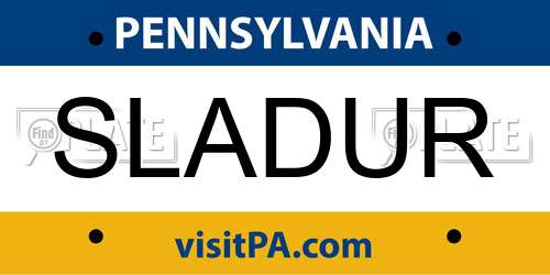 SLADUR Pennsylvania License Plate