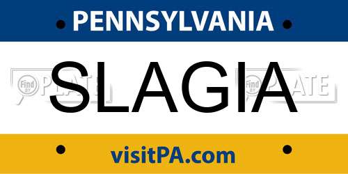 SLAGIA Pennsylvania License Plate