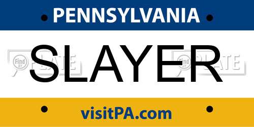 SLAYER Pennsylvania License Plate