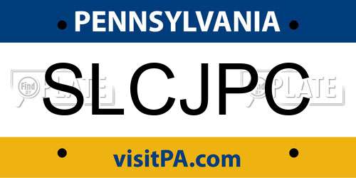 SLCJPC Pennsylvania License Plate